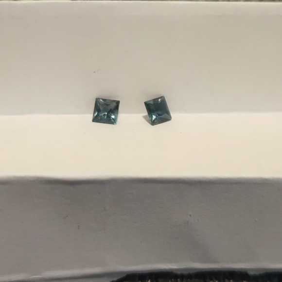 Faceted Man Made Navy Blue Diamond Pair #90 - Picture 1 of 4